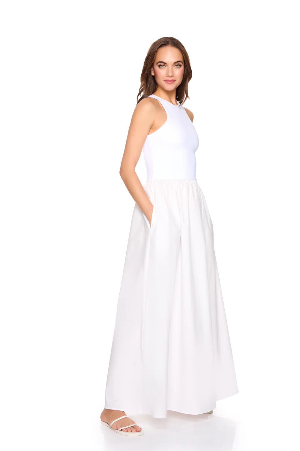 Susana Monaco Knit Poplin Racer Maxi Dress