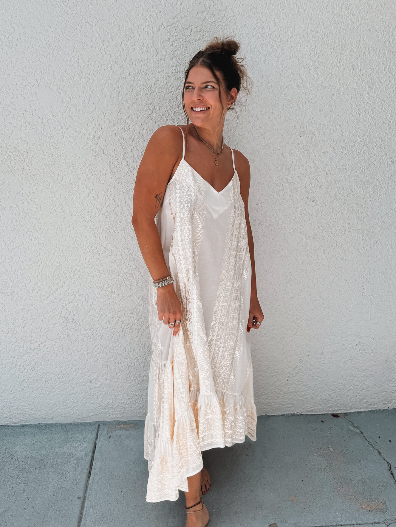 greek archaic kori maxi dress Greek Archaic Kori Asymmetric Triangle Dress L / Natural/Champagne