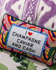 Furbish Studio Caviar and Cash Needlepoint Pillow