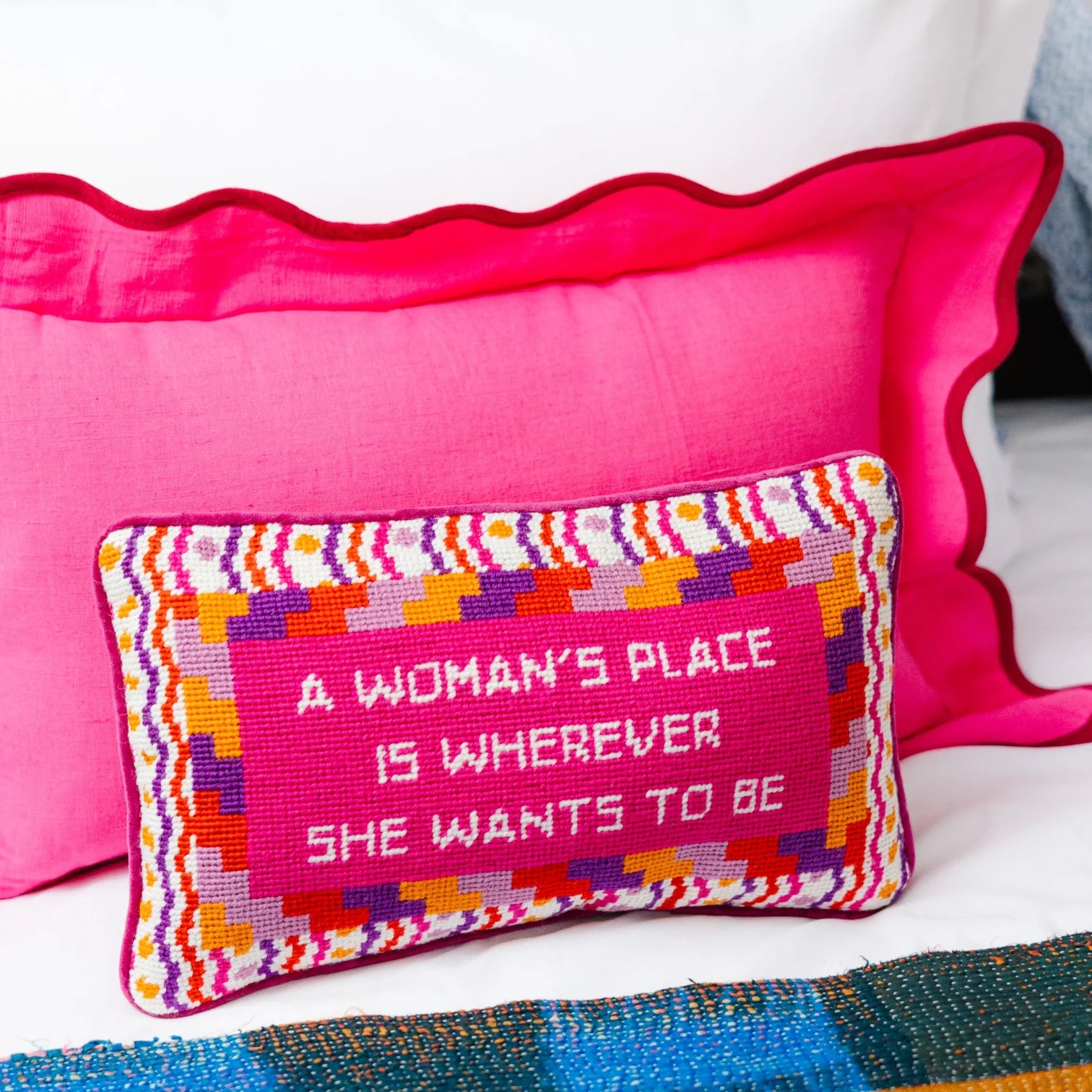 Furbish Studio Wherever She Wants Needlepoint Pillow