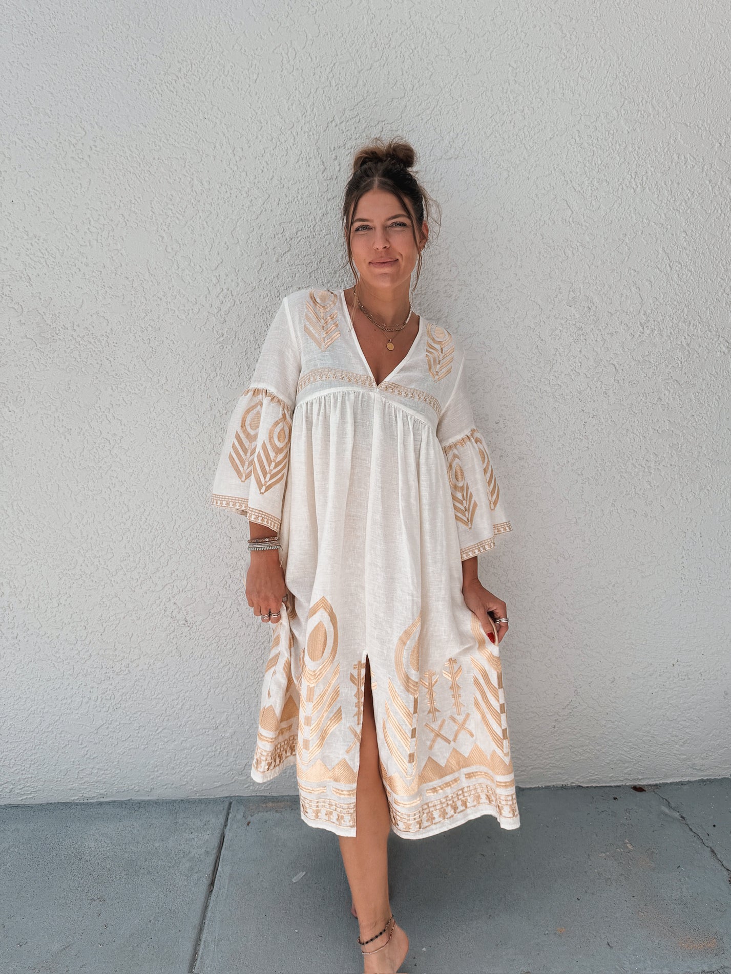 Greek Archaic Kori Feather Bell Midi