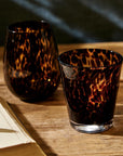 Two's Company Tortoise Print Stemless Wine Glass