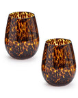 Two's Company Tortoise Print Stemless Wine Glass