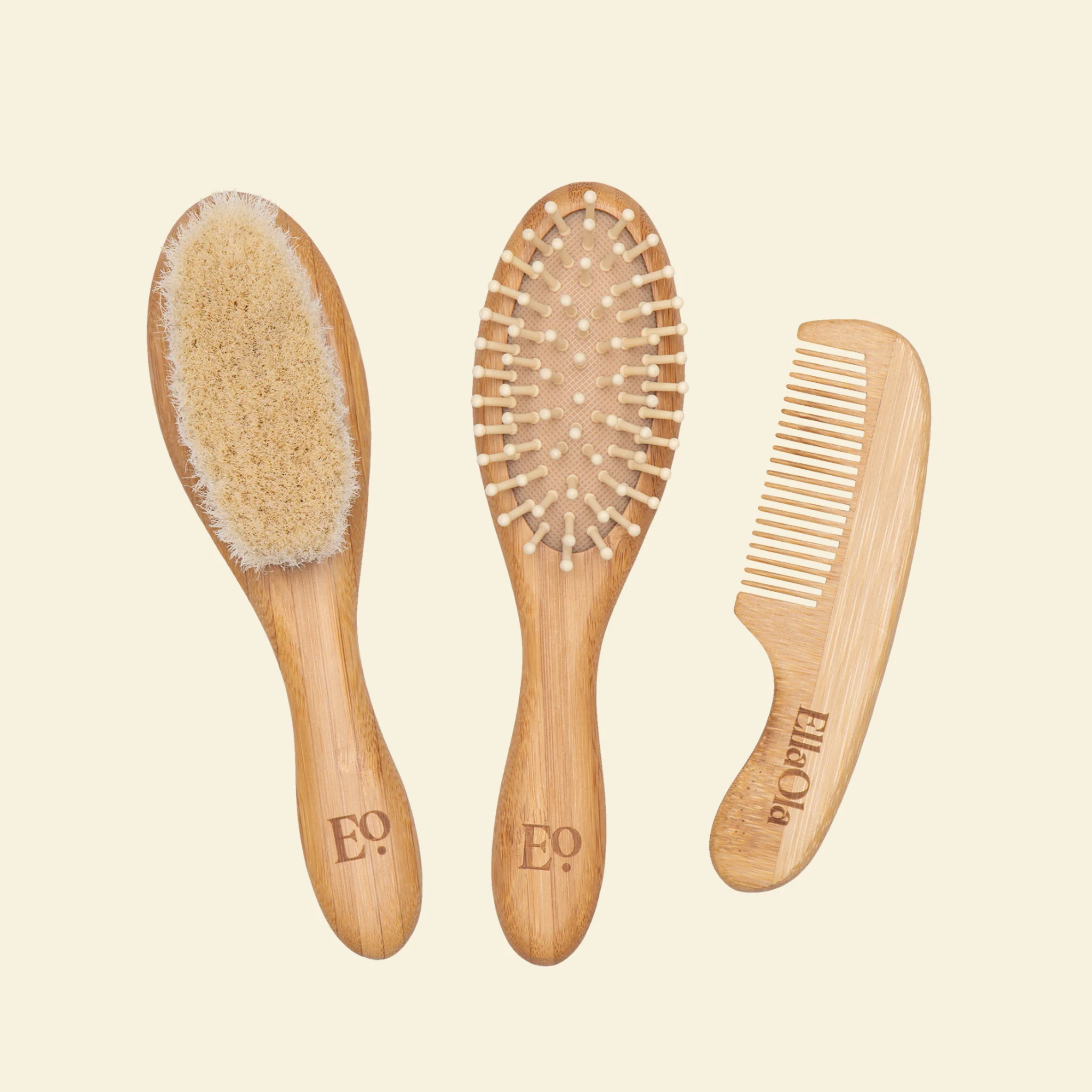 Ella Ola 3-Piece Bamboo Brush & Comb Set – Nomad Collection display picture 1