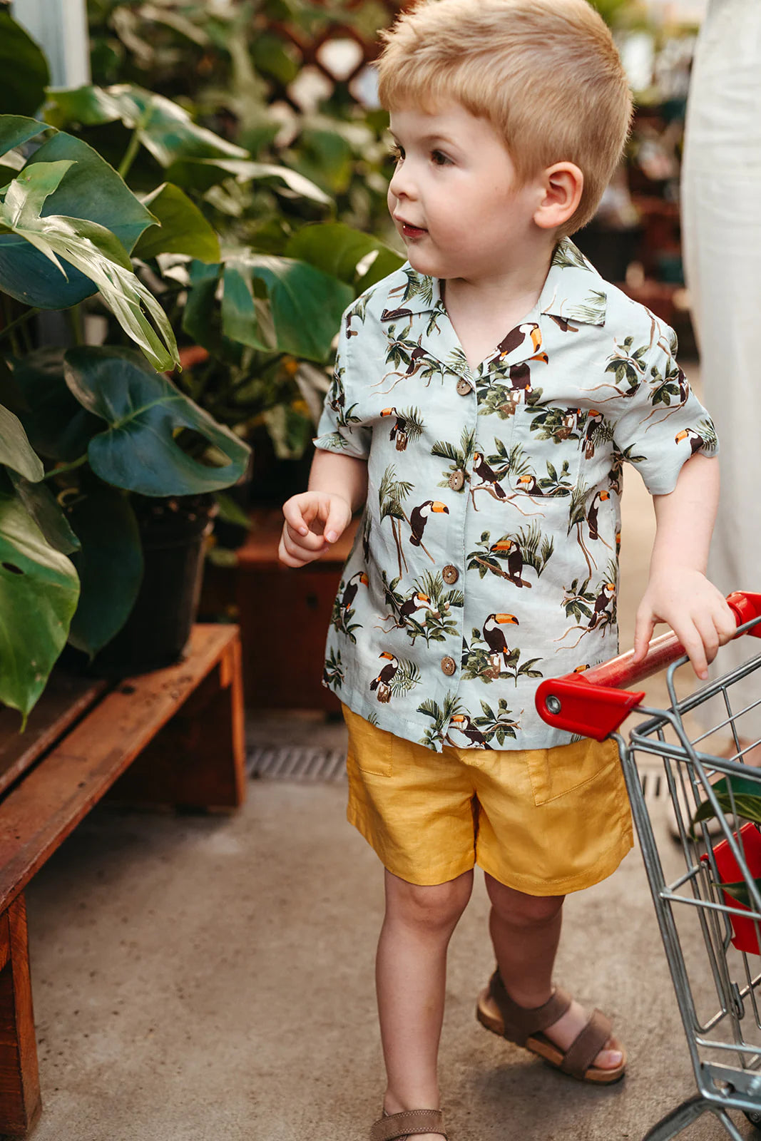 Milkbarn Linen Button-up Shirt & Shorts Set