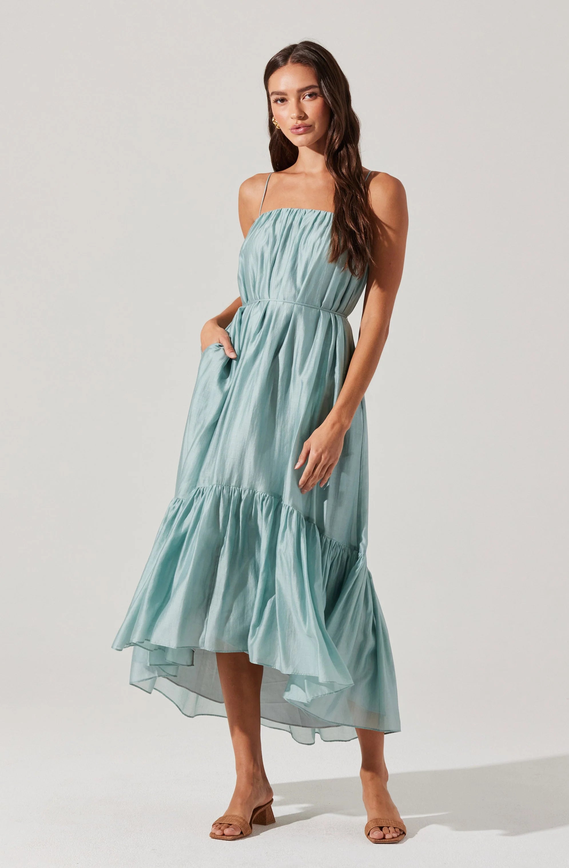 ASTR The Label Elisha Tiered High-Low Maxi Dress