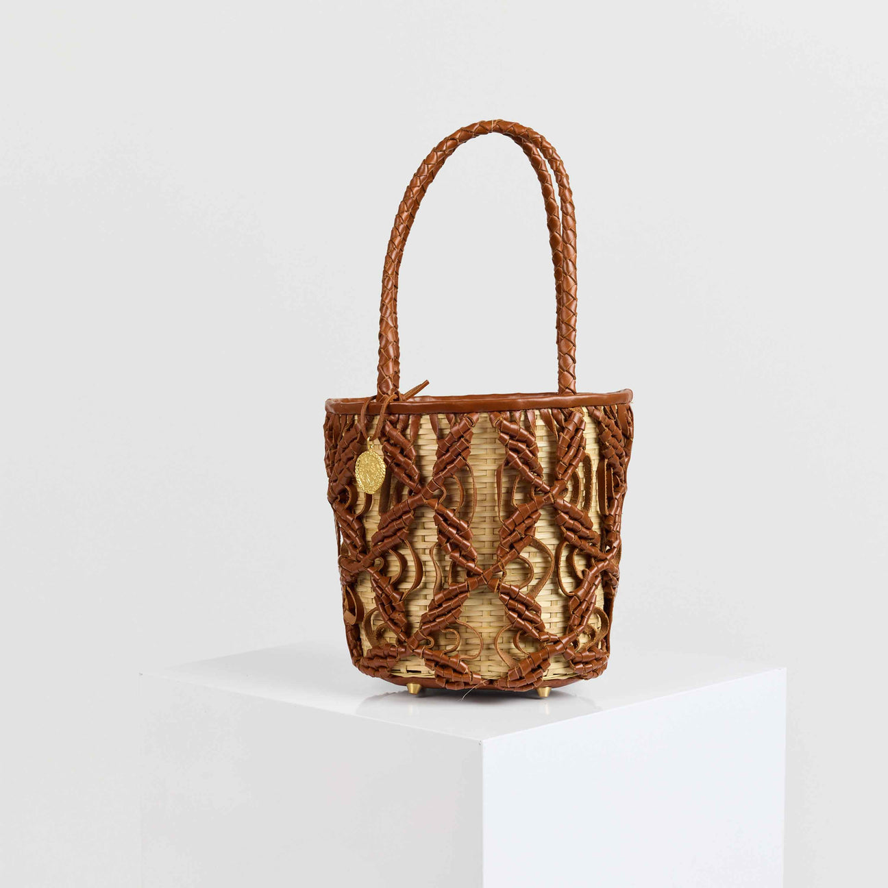 Freya Helix Woven Leather Mini Crossbody