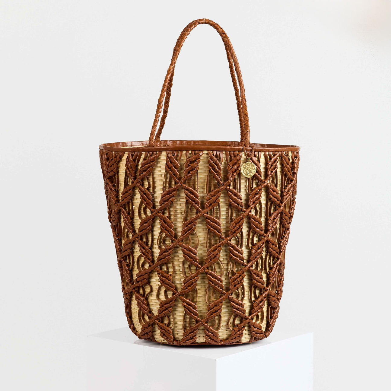 Freya Helix Woven Leather Tote
