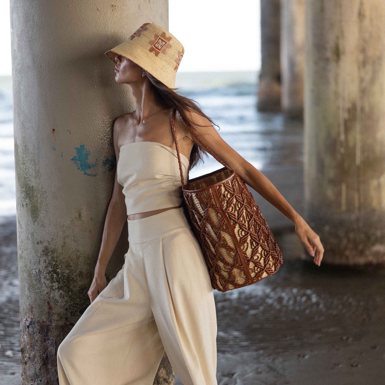 Freya Helix Woven Leather Tote