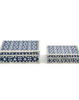 Two's Company Flower & Petals Blue & White Tear Hinged Cover Box