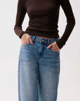 Lexi Mid Rise Bowed Straight Jean