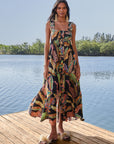 Farm Rio Cool Foliage Black Sleeveless Maxi Dress