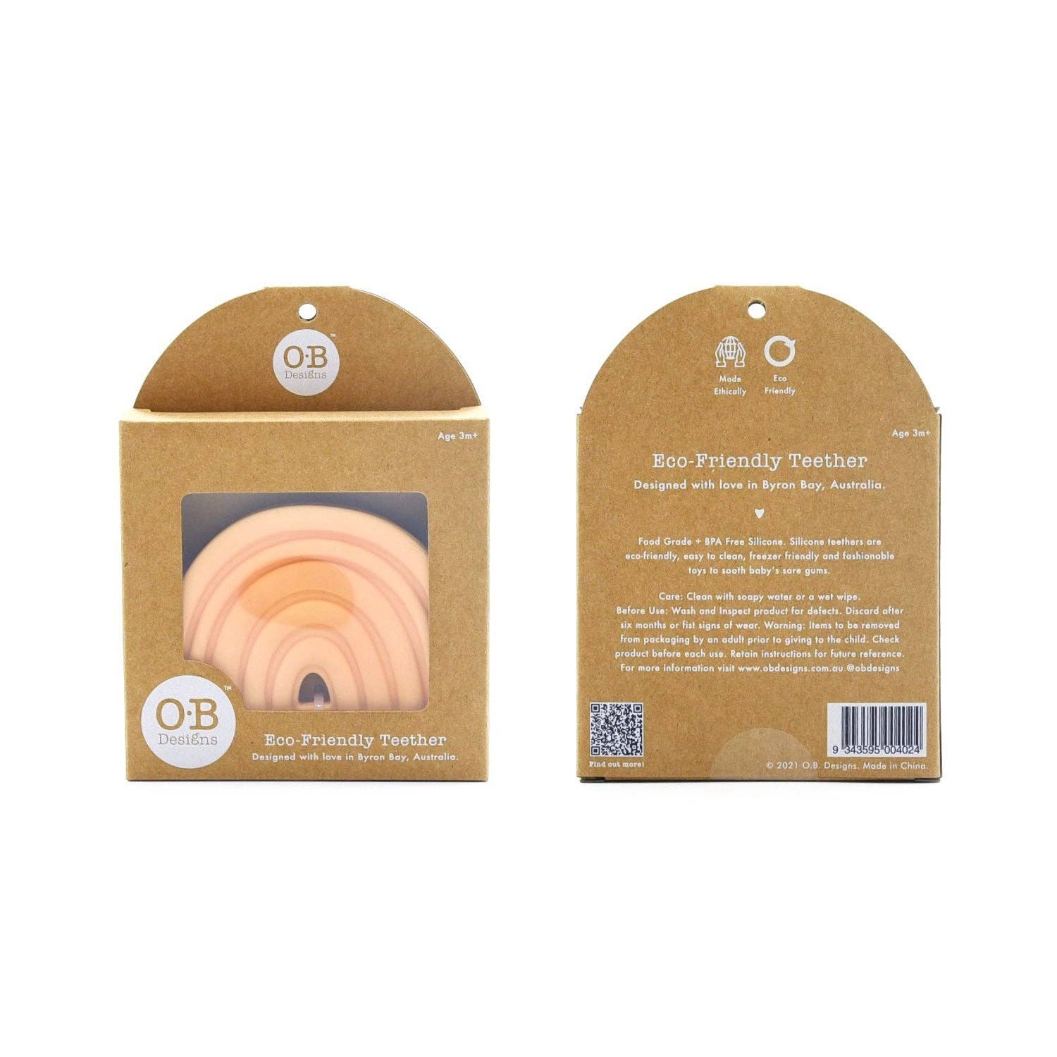 OB Designs Silicone Rainbow Teether | Peach