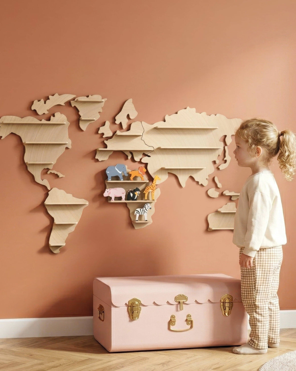 World Map Animal Shelf