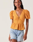 ASTR the Label Mylah Puff Sleeve Peplum Top