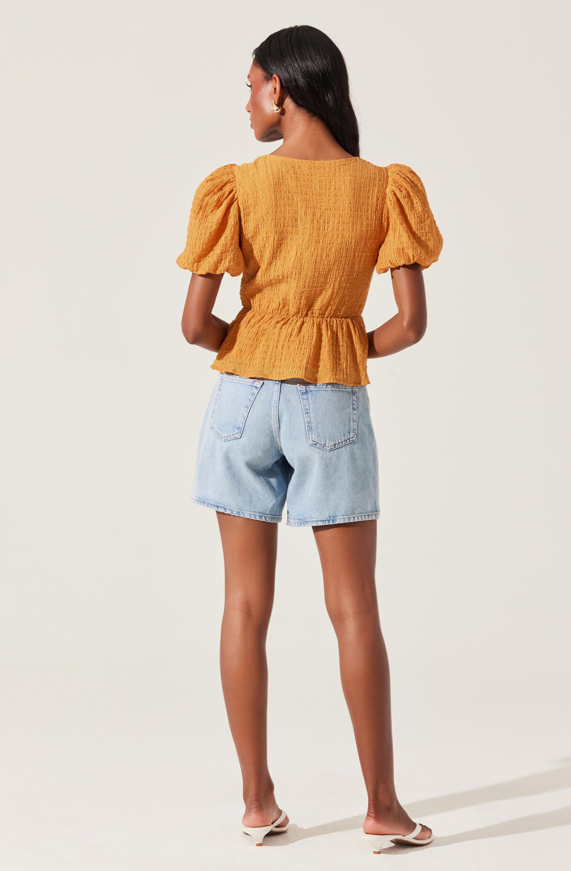 ASTR the Label Mylah Puff Sleeve Peplum Top