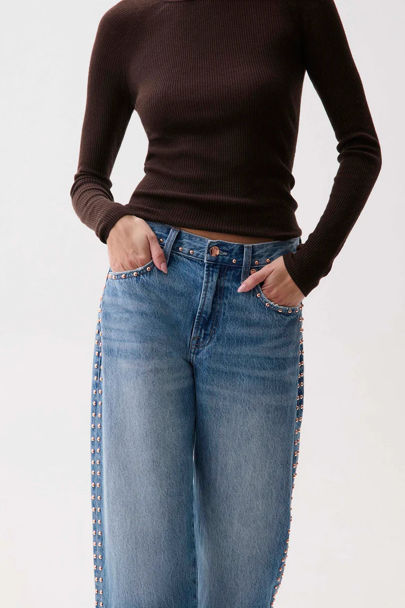 Lexi Mid Rise Bowed Straight Jean