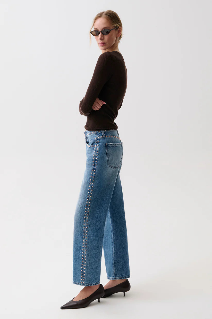 Lexi Mid Rise Bowed Straight Jean
