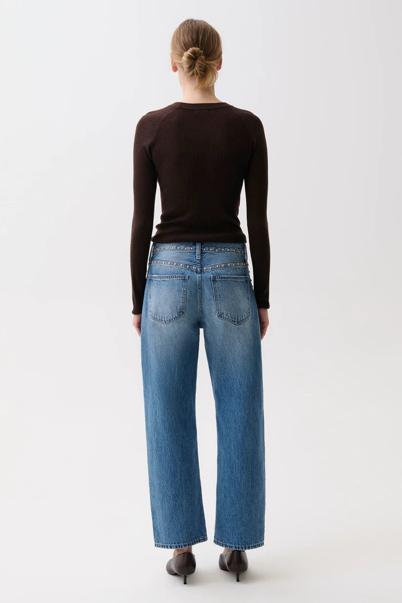 Lexi Mid Rise Bowed Straight Jean