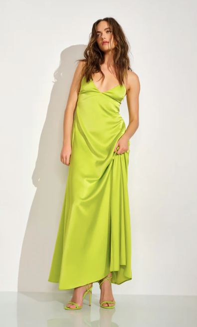 satin slip dress 4 / chartreuse satin slip dress 4 / chartreuse