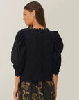 Farm Rio Black 3D Flowers Blouse