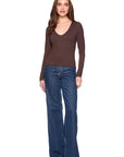 Susana Monaco V Neck Long Sleeve Top