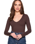 Susana Monaco V Neck Long Sleeve Top