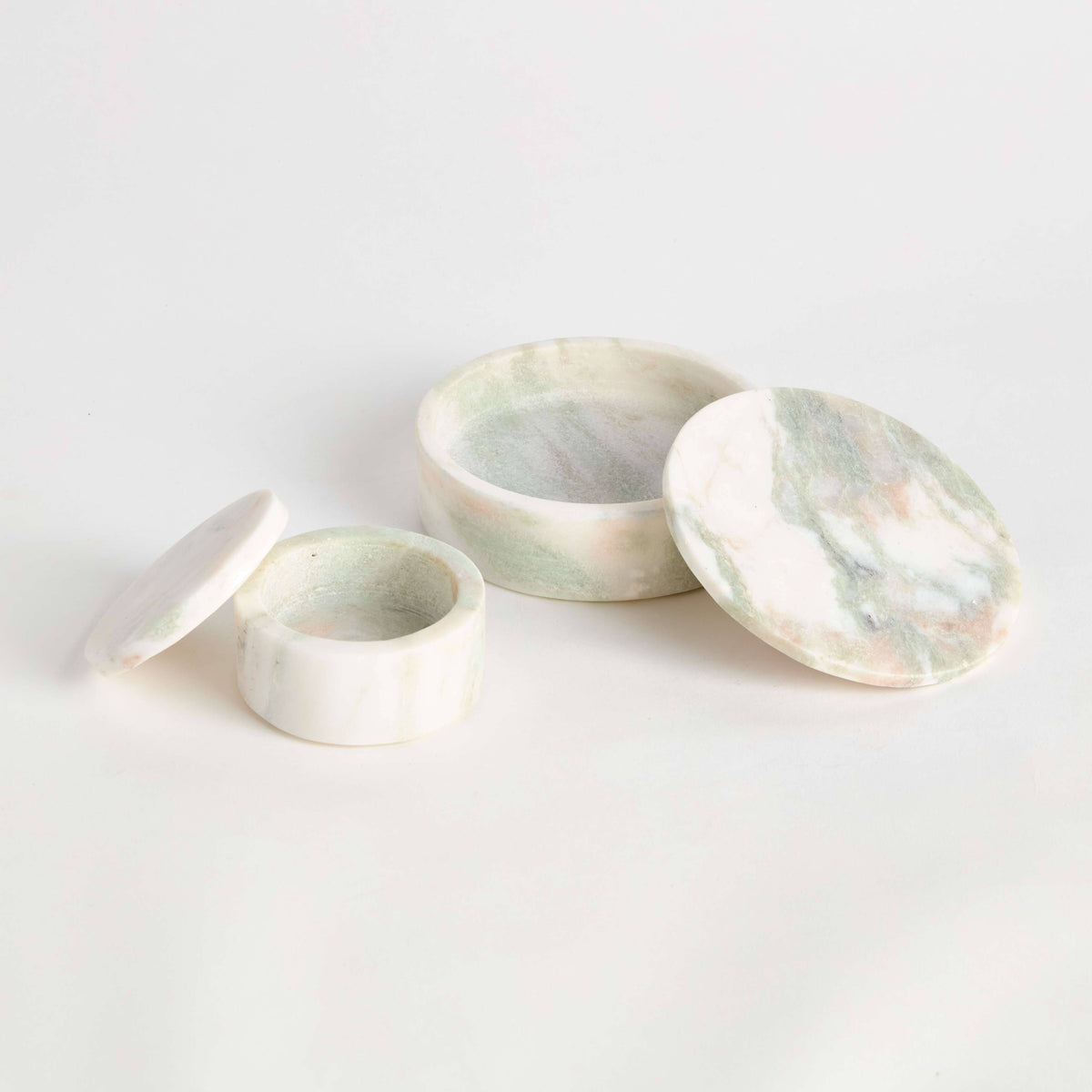 Johanna Marble Round Lidded Boxes