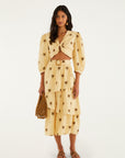 Farm Rio Embroidery Sand Midi Skirt